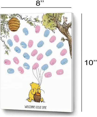 Miniatura 2 de Azbuk Árbol de Huellas Dactilares de Revelación de Género para Baby Shower, Juego de Revelación de Género de Baby Shower de Osito, Libro