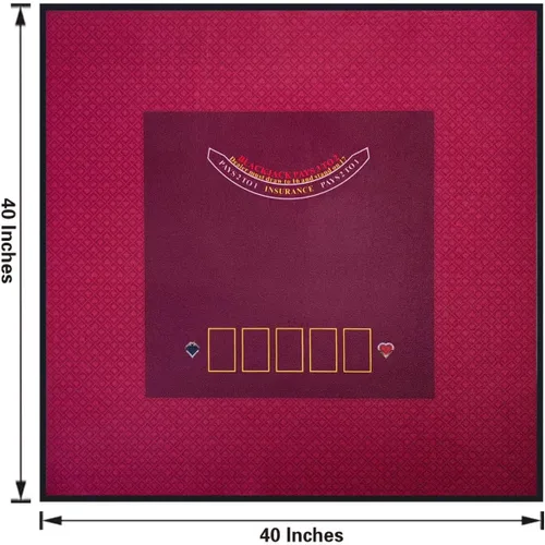 Miniatura 2 de BALIKEN Cuadrado 40x40 pulgadas Texas Holdem Poker Mat y Blackjack Mesa Casino Fieltro, Estera de Casino Portátil (Rojo)