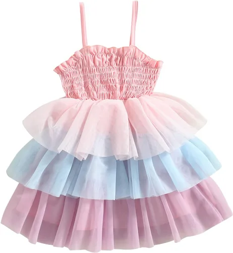 Vestido sin mangas para bebé niña, vestido de tul esponjoso, falda tutú en capas, vestido de verano para niños