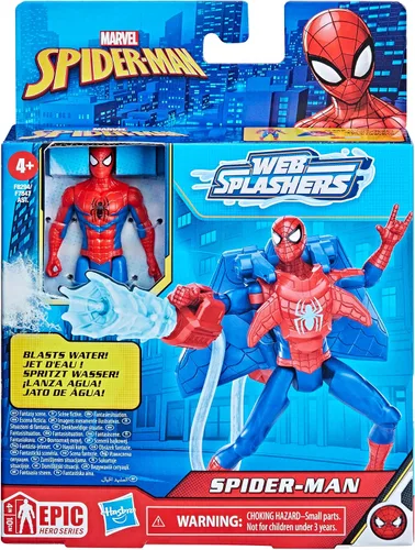 Miniatura 2 de Marvel Spider-Man Aqua Web Warriors - Figura de acción de Spider-Man de 4 pulgadas con accesorio de equipo de agua recargable, figuras de acción