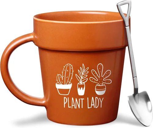 Miniatura 7 de VELENTI Taza de Café Jardinero de Regalo - Divertido Vaso con Maceta y Cucharón - Tazas de Café Geniales para Hombres, Mujeres - Taza