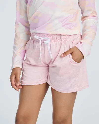 Miniatura 2 de Real Essentials Paquete de 4 pantalones cortos para correr de rendimiento atlético para niñas con cordón y bolsillos