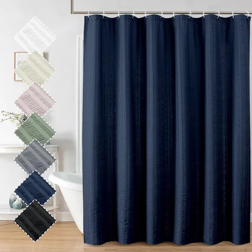 Miniatura 45 de Aiyufeng Moga - Cortina de ducha verde salvia, cortinas de ducha texturizadas en relieve 3D para baño, cortina de baño de tela de poliéster de lujo