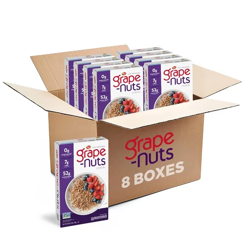 Miniatura 13 de Grape-Nuts Cereal de desayuno original, cereal crujiente de trigo integral y cebada, proyecto verificado sin OMG, caja de 20.5 onzas