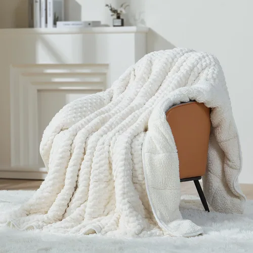 Miniatura 13 de Mr. Sandman Manta con peso de forro polar para adultos, tamaño Queen de 15 libras, manta pesada con jacquard de felpa suave y sherpa cálido, manta