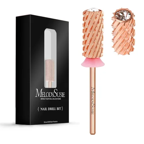 Miniatura 25 de MelodySusie Brocas de uñas de seguridad, brocas de carburo de 2,38 mm de barril grande y parte superior redonda y suave, adecuadas para manicura