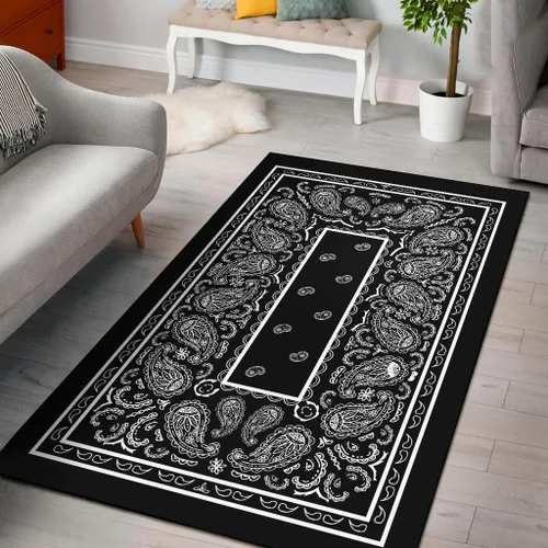 Miniatura 13 de Alfombra de área personalizada, color rojo y dorado, alfombra de área moderna, alfombra de área de 3 x 5 pies, patrón de bandana negra, alfombra