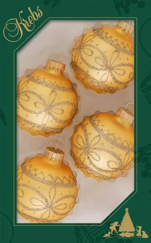 Miniatura 31 de Adornos de árbol de Navidad de vidrio - 67 mm/2.625" [4 piezas] Bolas decoradas de Adornos navideños sin costuras para colgar de Christmas by Krebs