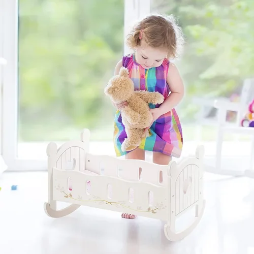 Miniatura 7 de ROBUD Cuna de madera para muñecas, juguetes de cama de muñeca, se adapta a accesorios de muñeca de hasta 18 pulgadas