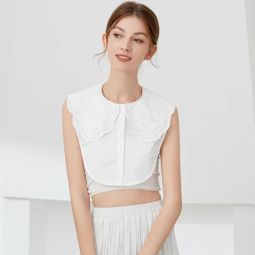 Miniatura 4 de Collar de muñeca falsa blanco, elegante collar de imitación desmontable, cuello falso para mujeres y niñas