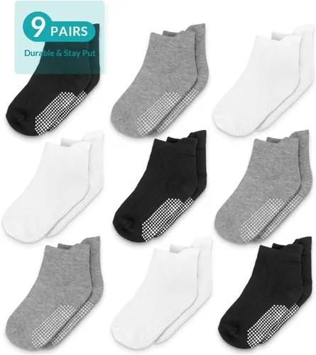 Miniatura 8 de Infinno Calcetines de tobillo antideslizantes para bebé, 9 pares - Calcetines para niños pequeños con agarre para niños, bebés y niñas de 6 a 24