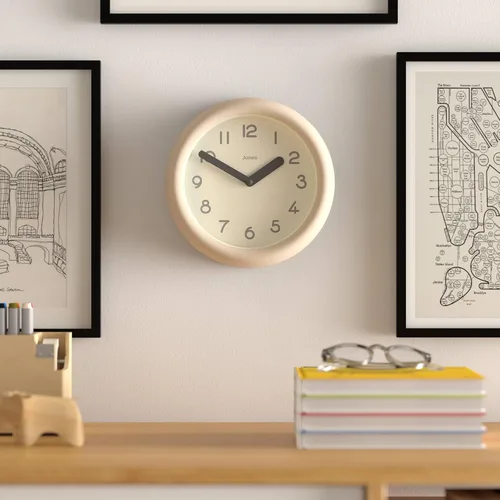 Miniatura 2 de JONES CLOCKS® Reloj de pared Fuze Reloj redondo pequeño Beige Diseño moderno juguetón con presencia escultórica suave Ideal para cocinas