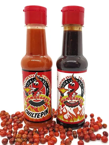 (2 unidades) Camananga Salsa Chiltepin Red, Camananga Tepin Red Seafood Sauce Original de Lencho 4x4 y Marisquero de Guasave Sinaloa, 5 onzas