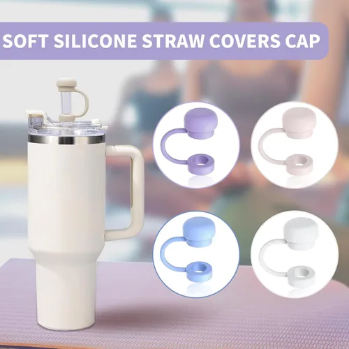 Miniatura 6 de 4 popotes con tapa de cubierta, popotes reutilizables con puntas de tapón, perfecto para vaso Stanley de 40 onzas, repuesto para vaso Stanley Cup