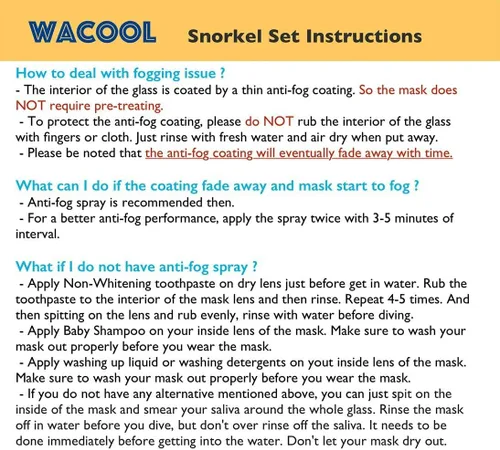 Miniatura 8 de WACOOL Snorkel, buceo, buceo, paquete de equipo para niños y jóvenes, vidrio recubierto antivaho con válvula de purga de silicona y antisalpicaduras