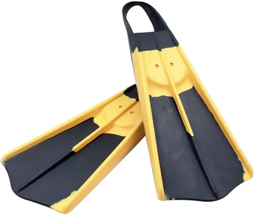 Voit Aletas de natación negras y amarillas: diseño legendario de aleta de natación, unisex, construcción de goma de doble densidad, aumenta la