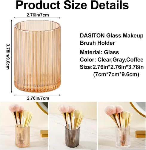 Miniatura 7 de DASITON Organizador de brochas de maquillaje, soporte de almacenamiento de brochas de maquillaje cosméticas de cristal, soporte para brochas