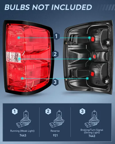 Miniatura 3 de Ensamble de luz trasera Nilight Compatible con Chevy Silverado 1500 2014 2015 2016 2017 2018 2019, 2500 HD 3500 HD, GMC Sierra 3500HD 2015-2019