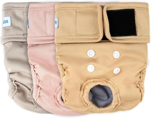 Leekalos Pañales reutilizables lavables para perras (3 unidades) – Pañales para perritos altamente absorbentes – Pañales ajustables para cachorros