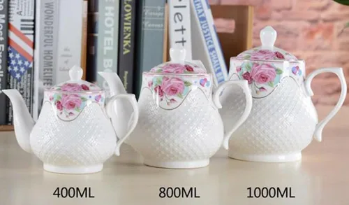 Miniatura 4 de 123Arts Tetera, tetera de flores, tetera de cerámica, tetera para oficina en casa, 33 onzas, 33.8 fl oz B-33.8 fl oz