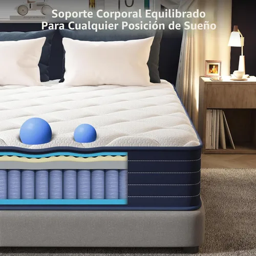 Miniatura 5 de Colchón individual, colchón de tamaño individual de 12 pulgadas con colchones híbridos de cama individual de 7 zonas, resortes en bolsillo