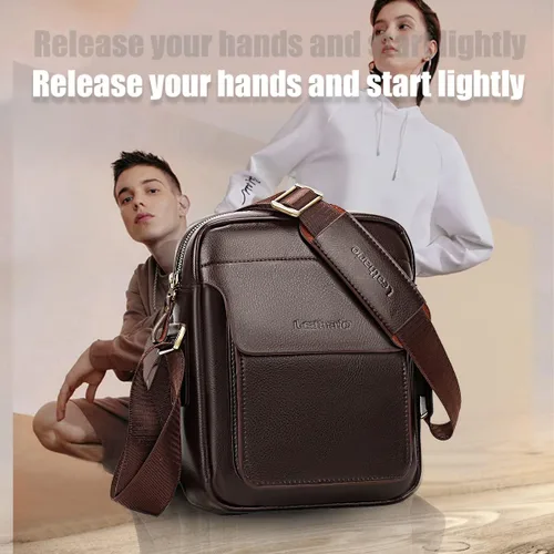 Miniatura 7 de Leathario Bolso cruzado de cuero para hombre, bolso de hombro para hombre, bolso de mensajero para trabajo, negocios, viaje
