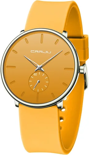 CRRJU Mens Women Watch Casual Stylish Waterproof Quartz Unisex Wristwatches, Ultra Thin Watches for Men Women, Colorful Silicone Band