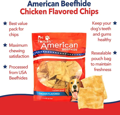 Miniatura 3 de Pet Factory American Beefhide Chips - Golosinas masticables para perros, sabor a pollo, 32 onzas