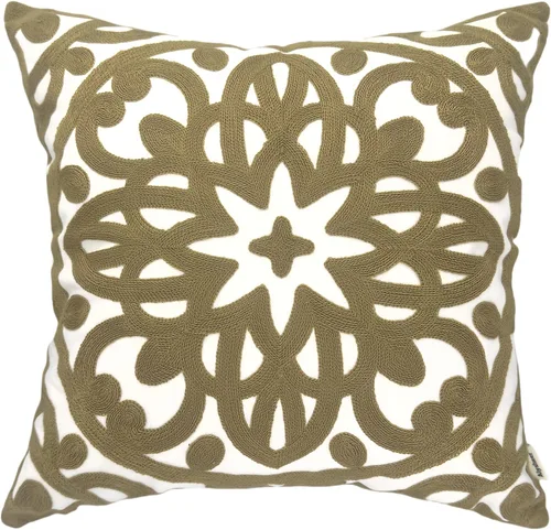 Miniatura 52 de Alysheer - Funda de almohada lumbar decorativa bordada 12" x 20", patrón de bordado clásico Boho Mandala, funda de cojín rectangular de algodón