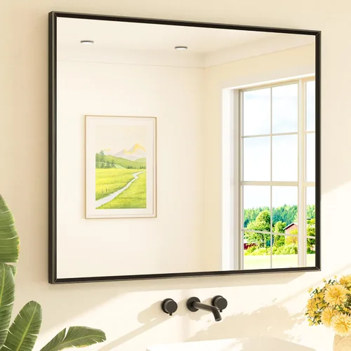 Miniatura 36 de TETOTE Espejo de Baño Dorado de 16" x 20" Latón Dorado Cepillado Rectangular con Marco Biselado Espejo de Tocador de Baño para Sobre el Lavabo