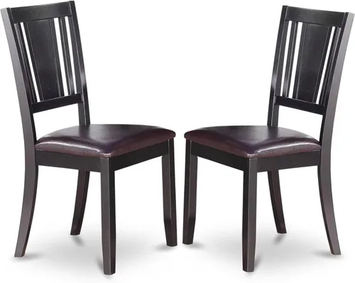 Miniatura 5 de East West Furniture DUC-BLK-LC Dudley - Sillas de comedor tapizadas de piel sintética, juego de 2, color negro