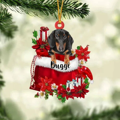 Miniatura 140 de Perro Akita Inu personalizado en bolsa de regalo, adorno de Navidad, nombre personalizado, regalo para amantes de los perros, familia, Navidad