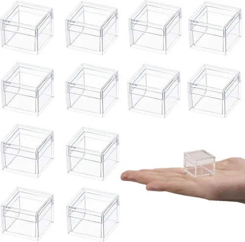 Miniatura 24 de KissYou Caja de acrílico para caramelos, cajas de exhibición transparentes con tapa de plástico pequeño, cubo cuadrado de plástico, caja