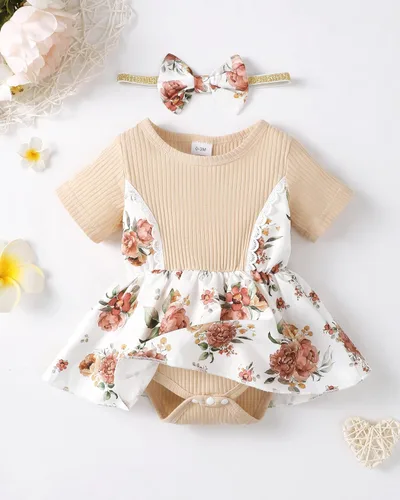 Miniatura 2 de Renotemy Mameluco de manga corta para bebé recién nacido, ropa de bebé niña