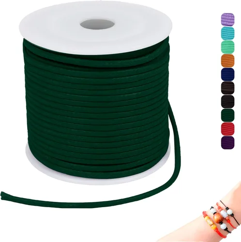 Miniatura 27 de CAMAL Cuerda de cera de 0.069 pulgadas para hacer pulseras, hilo encerado de 23 yardas para joyería y pulsera, cordón encerado para manualidades