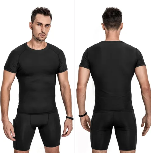Miniatura 2 de Niksa Camisetas de compresión para hombre, paquete de 5, camisetas de compresión atlética de manga corta para entrenamiento fresco y seco