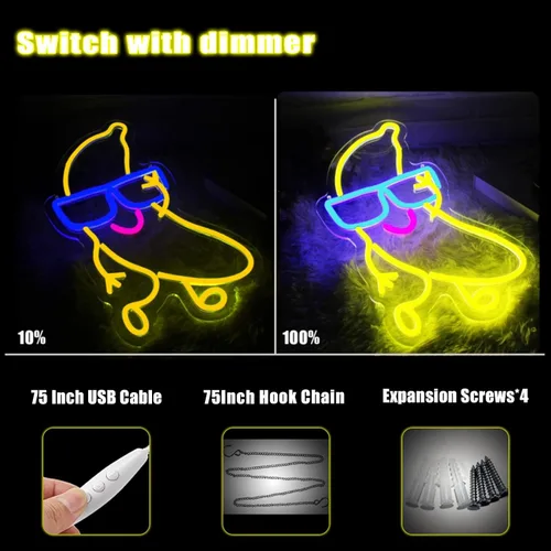 Miniatura 2 de Letrero de neón de plátano bailarín, luz de neón de plátano, letrero con luz LED para decoración de pared, regulable para arte de pared