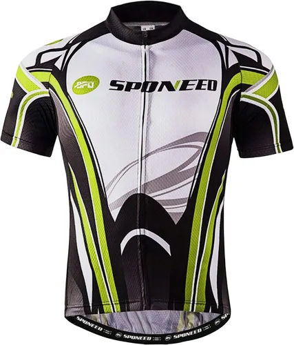 sponeed - Jerséis de ciclismo para hombre, tops, camisas de ciclismo, manga corta, atuendo de ciclismo, chaqueta de ciclismo de cierre completo con