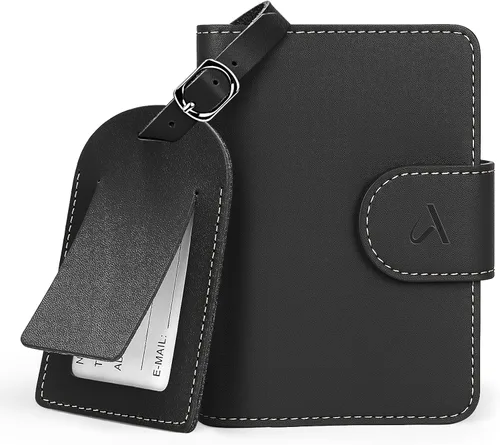 Miniatura 7 de ALLIVE Soporte para pasaporte para viajes, soporte para pasaporte Rfid para mujeres y hombres, funda de pasaporte de cuero genuino para viaje
