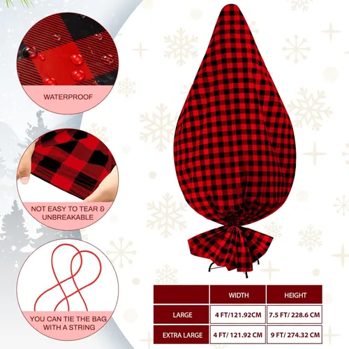 Miniatura 2 de Teling Bolsa de almacenamiento para árbol de Navidad de 7.5 pies, bolsa de plástico para quitar y desechar (rojo y negro)