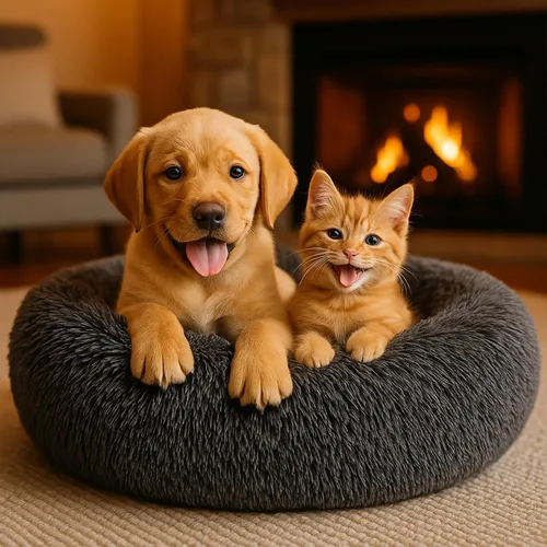 Miniatura 6 de Cama Relajante para Perros - Cama Dona Esponjosa para Alivio de la Ansiedad, Cama Ortopédica para Mascotas con Fondo Antideslizante, Nido Redondo