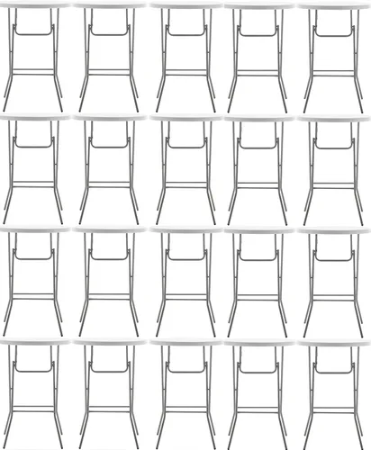 Miniatura 12 de BTExpert Mesa Plegable de Plástico de Granito Blanco Redonda de 32" Altura de Barra de 43" Mesa Comercial Portátil Mesa de Banquete Tarjeta Café