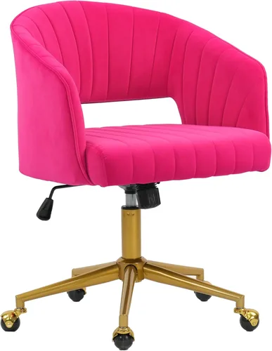 Miniatura 15 de Silla de Oficina para Casa Giratoria de Tela de Pana Silla de Escritorio Sillón de Acento Tapizado Sillas Modernas Capitoné con Base Dorada