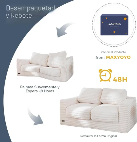 Miniatura 7 de MAXYOYO Silla Puf Gigante para Adultos, Sofá de Piso Biplaza Tapizado con Almohadas y Reposabrazos, Sofá Puf Grande Silla Cojín de Felpa