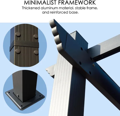 Miniatura 4 de Kozyard Morgan Pérgola Retráctil para Exteriores con Toldo de Sombra para Patio, Refugio de Pérgola de Aluminio para Patio Trasero, Terraza, Jardín