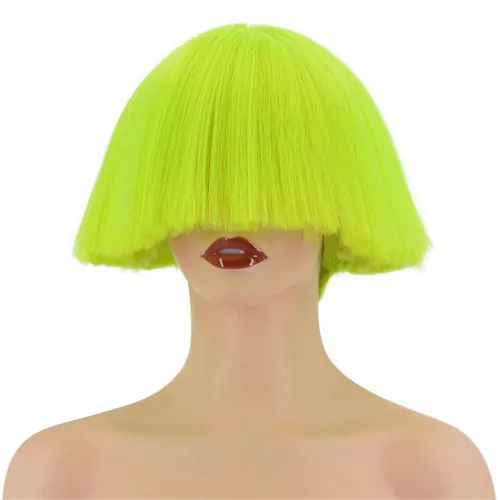 Miniatura 12 de Aimole Pelucas sintéticas rectas cortas Yaki peluca rubia hongo cabeza peluca Bowl corte de pelo pelucas Bob N.º 613