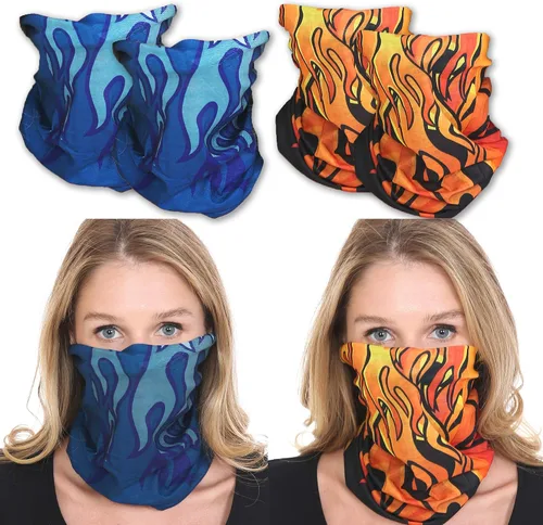 Triple9 - Pasamontañas antipolvo Paquete de 6 polainas para cuello para hombres y mujeres Máscara facial bandana (rojo, azul), Rojo, Azul