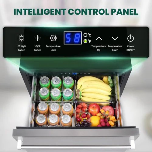 Miniatura 3 de Refrigerador de cajones para exteriores de 24 pulgadas, con puerta de acero inoxidable, para debajo del mostrador, refrigerador independiente