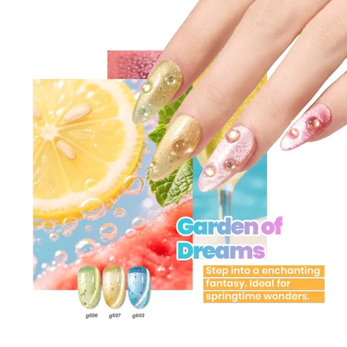Miniatura 4 de Beetles Bubbly Mixology - Juego de esmaltes de uñas de gel de ojo de gato, 8 colores pastel, primavera, brillante, kit de esmalte de gel