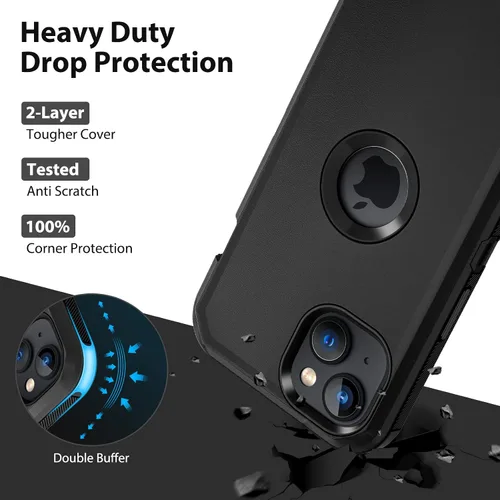 Miniatura 3 de Jiunai Funda para iPhone 14 Plus a Prueba de Golpes Antipolvo Protección de Servicio Pesado Protectora Antiarañazos de Doble Capa Resistente Rugosa